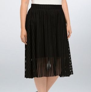 MESH STRIPE A-LINE MIDI SKIRT
